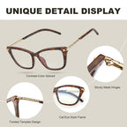 SKYOLUY 2 Pack Eye-catching Progressive Multifocus Reading Glasses Women, Trendy Cat Eye Computer Readers with Twist Temples, Anti Blue Light/Eyestrain Multifocal Glasses, 2.5x (Top is not 0)