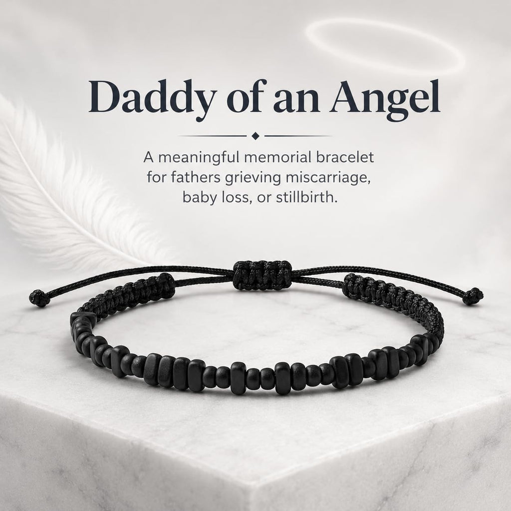 Live Gems - Daddy of an Angel Bracelet for Men – Miscarriage Gift for Dad – Loss of Baby Memorial – Sympathy Gift for Grieving Father – Hidden Message Morse Code Jewelry