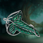 Bahamut Elegant Elven Green Tree Leaf Enamel Pins Brooch for Women Men Suit Pendant Necklace,Cloak Clasp Brooches Cosplay Jewelry (Green)