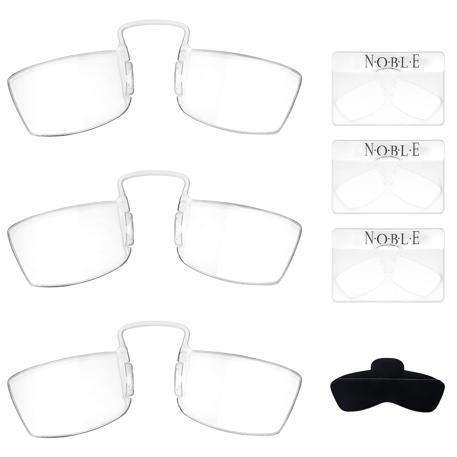 Noble Small Reading Glasses (3 Pack) - Rimless Readers with 3 Wallet Credit Card Holders and 1 Cell Phone Case - Pocket Magnifying Cheaters for Men and Women (+2.00)