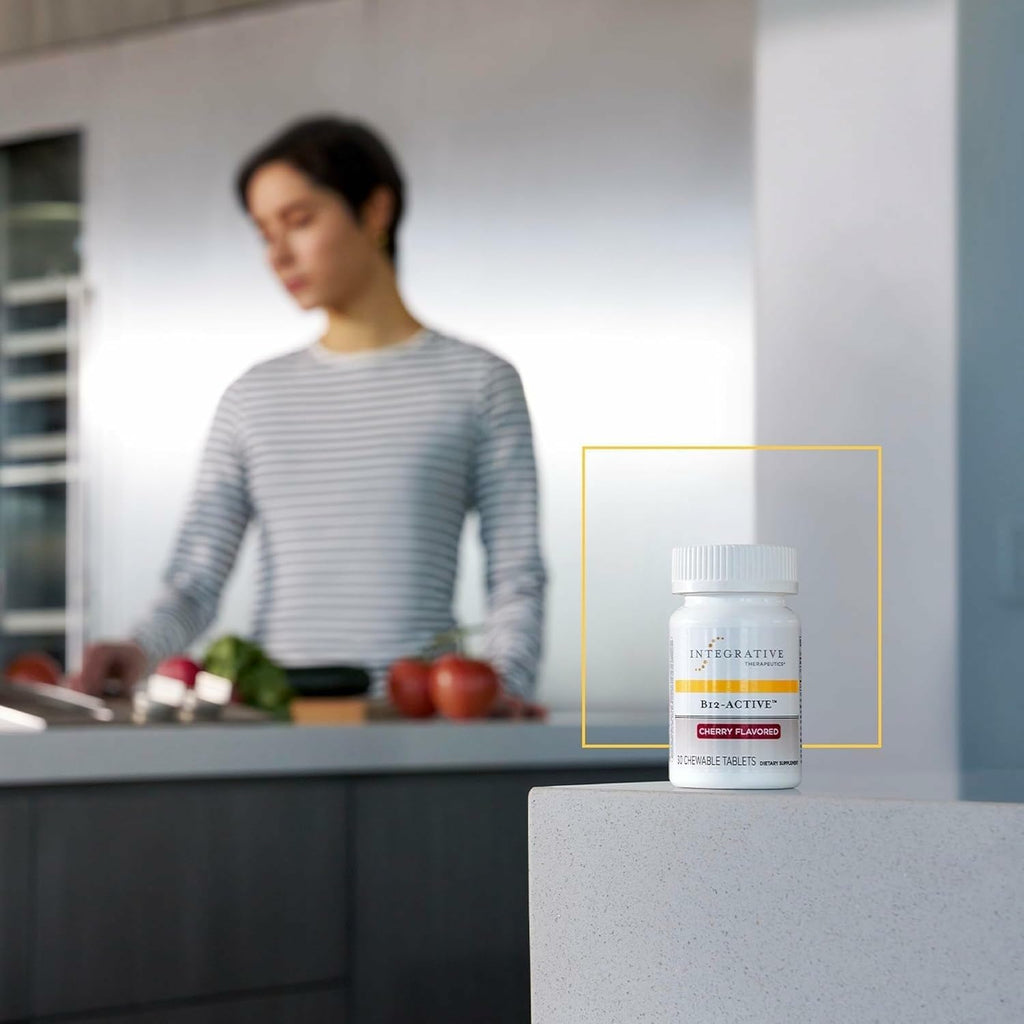 Integrative Therapeutics B-12 Active, Vitamin B12, Supports Nerve Function*, Cherry Flavored, 30 Chewable Tablets - 2 Pack