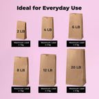 FMP Brands 500 Pack 8 lb Brown Paper Lunch Bags, 12.4 x 6 x 4 Premium Kraft Paper Bags Bulk for Small Business, Recyclable Snack Sacks, Durable Paper Grocery Bag for Food Storage, Packing