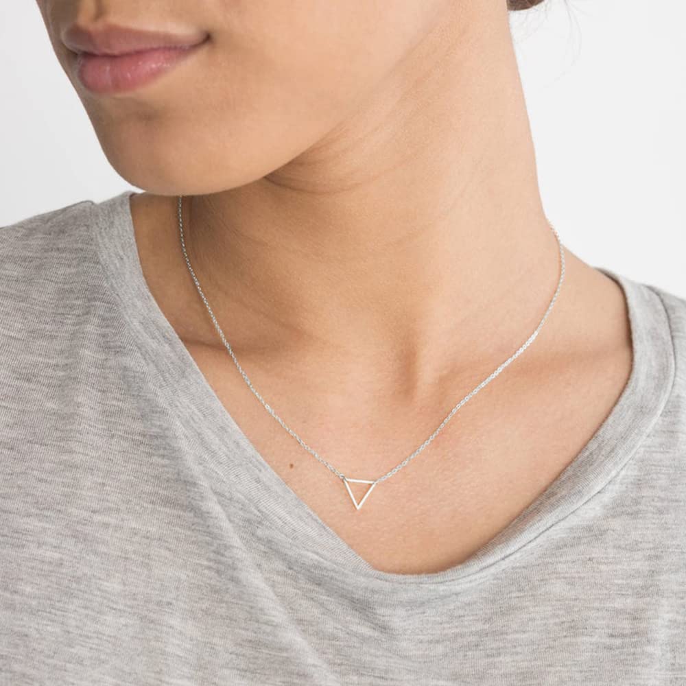 Turandoss 14K White Gold Plated Silver Layered Necklace for Women Jewelry