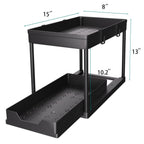 DEKAVA Under Sink Organizer 2 Pack, Bathroom Cabinet Organizer, 2 Tier Sliding Cabinet Basket Organizer Drawer, Multi-Purpose Bath Collection Baskets for Bathroom (Black)