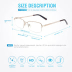 Premium 2 PACK Durable Progressive Multifocus Reading Glasses for Men Blue Light Blocking Computer Reader Anti Eyestrain Metal Frame Spring Hinges (for Mid-Near Range approx 3ft) 2.0 Gunmetal