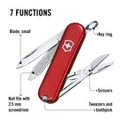 Victorinox Classic SD Swiss Army Knife, Compact, 7 Functions, Swiss Made Pocket Knife with Small Blade, Screwdriver and Key Ring - Style Icon (Red)