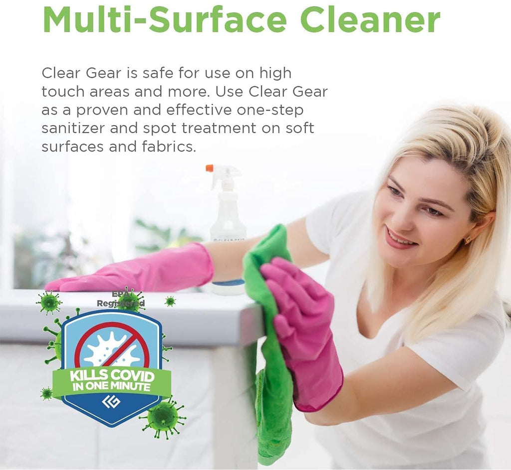 Clear Gear Disinfectant Cleaner, and Deodorizer For Sports Equipment, Gyms, and Fitness Centers - EPA-Registered, Hospital Grade, Made in USA - 1-Pack of 32 Oz Bottle Disinfecting Spray