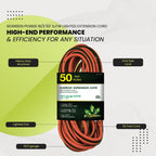 Power By GoGreen Go Green Power Inc. 16/3 50-Foot Outdoor Extension Cord - Heavy-Duty, Weatherproof, GG-13750