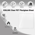 KINLINK 12x16 Plexiglass Sheets 1/8 inch Thick, 3mm Clear PET Acrylic Sheets Plastic Sheet for DIY Project, Craft, Table top, Picture Frame, Acrylic Sign and Wedding Invitation 2 Pack