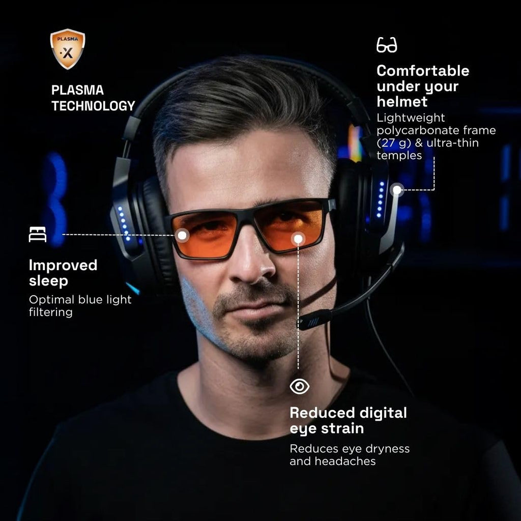 Horus X • Blue Light Glasses Men Women | Blue Light Blocking Glasses for Screen Anti-Fatigue Eye Migraine | Gaming Amber V3