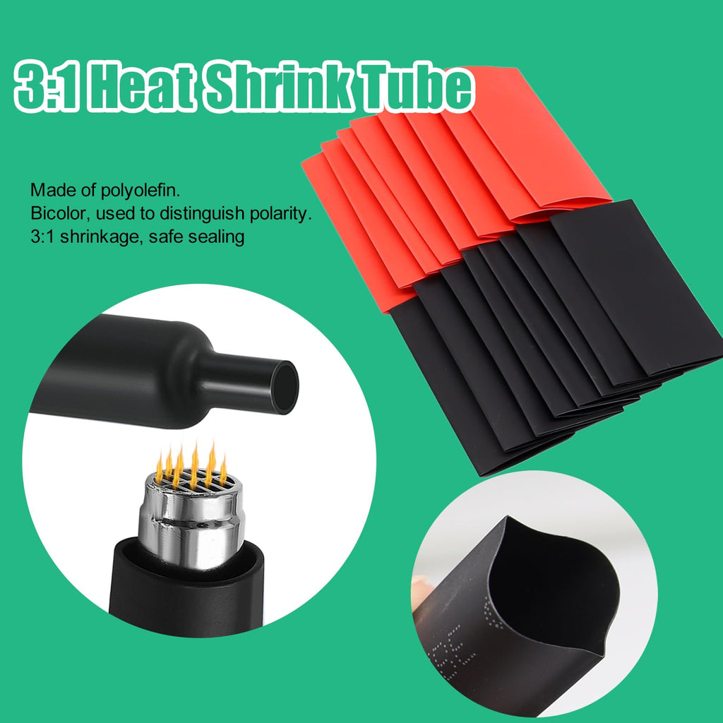 Twidec/180PCS Battery Cable Ends AWG 2 4 6 8 10 12 14 16 Gauge Copper Cable Wire Lugs,Ring Terminals Connectors,Copper Ring Terminals Connectors with Heat Shrink N-105-180PCS