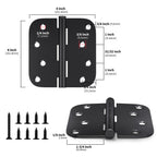 goldenwarm 12 Pack Interior and Exterior Door Hinges, Matte Black Door Hinges 4 inch x 4 inch with 5/8" Radius Corners