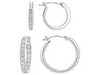 JTV 1.14 CTTW Cubic Zirconia Hoop Earrings - Platinum-Plated Silver