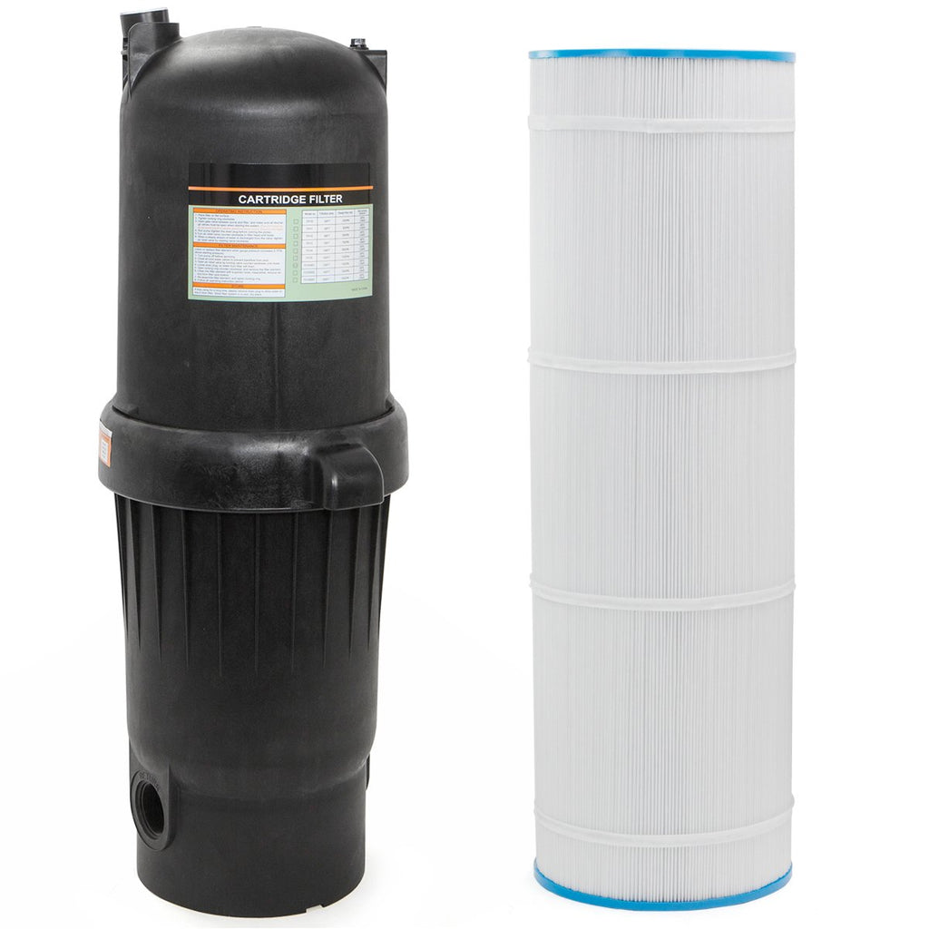 XtremepowerUS 175 sq/ft Swimming Pool Cartridge Filter In-Ground Pool/Spa Swimming Pool Filter for Pool Up to 52,800 Gallons, Pressure Gauge, Filter Included, 2" Inlet/Outlet