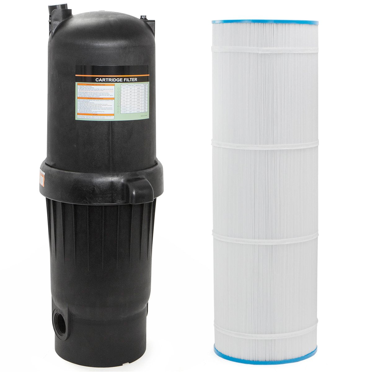 XtremepowerUS 175 sq/ft Swimming Pool Cartridge Filter In-Ground Pool/Spa Swimming Pool Filter for Pool Up to 52,800 Gallons, Pressure Gauge, Filter Included, 2" Inlet/Outlet