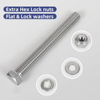BNUOK (12 Sets) 1/4-20 x 4 Hex Head Screw Bolt,Lock Nuts,Flat & Lock Washers Kits,304 Stainless Steel 18-8,Fully Threaded