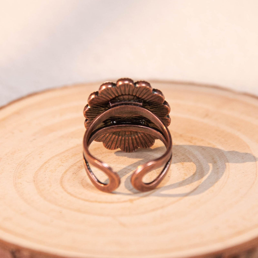 Montana West Rustic Couture's Turquoise Knuckle Cuff Flower Ring for Women