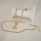 Bheop Chunky Cross Necklace for Women, Gold Layered Herringbone Necklace