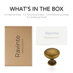 Ravinte 5 Pack Antique Brass Round Zinc Cabinet Knobs for Kitchen Bathroom Closet Dresser Cabinets