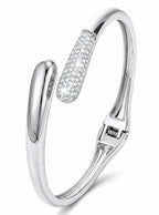 mulanci Gold Cuff Bracelets for Women, 14K Gold Plated Open Cuff Bangle Bracelet with CZ Pave, Minimalist Stackable Chunky Gold Bracelet for Women
