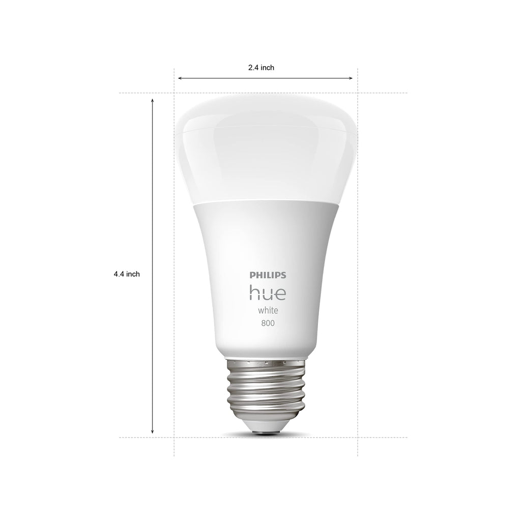 Philips Hue Smart 60W A19 LED Bulb - Soft Warm White Light - 4 Pack - 800LM - E26 - Indoor - Control with Hue App - Compatible with Alexa, Google Assistant and Apple Homekit