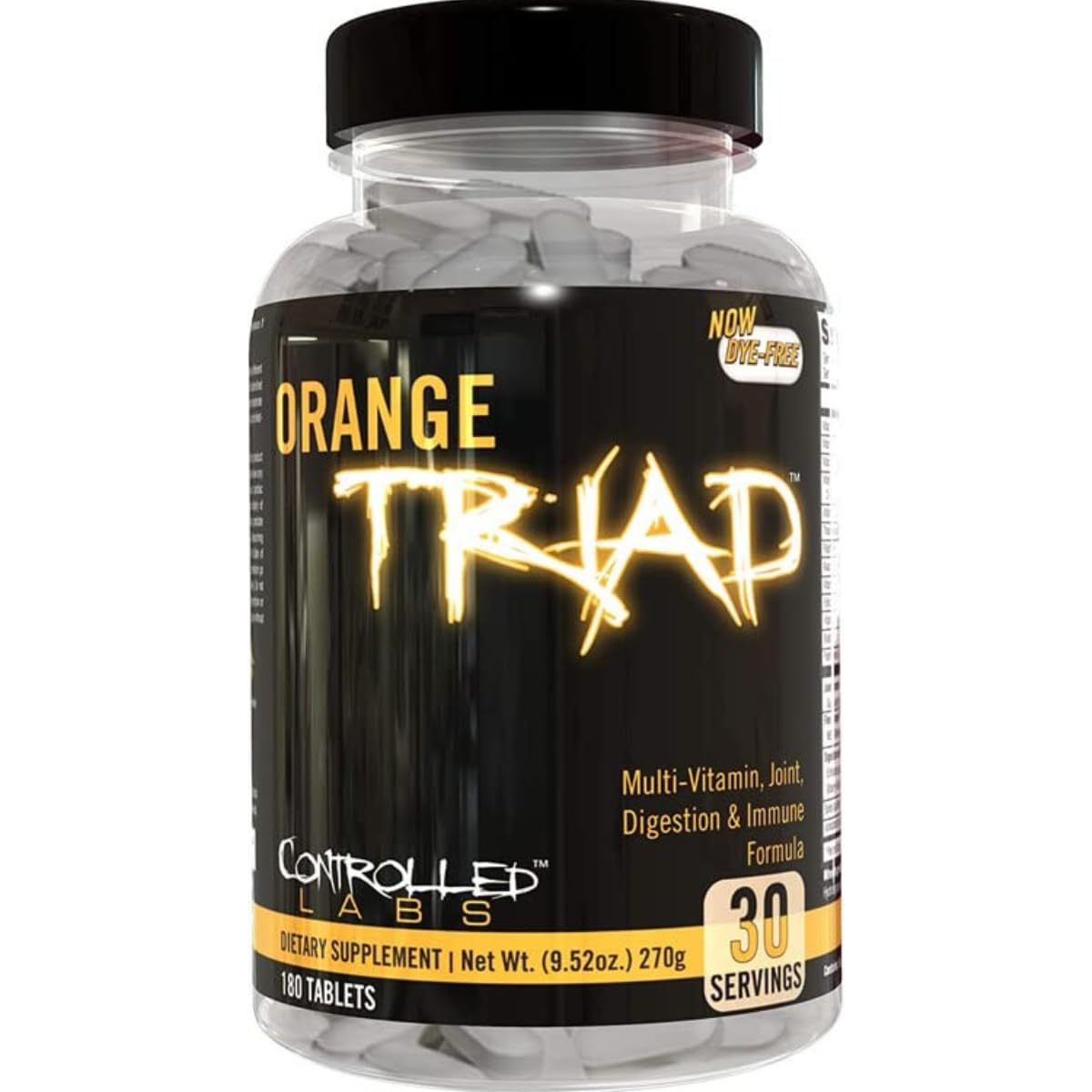 CONTROLLED LABS Orange Triad Daily Multivitamin, Iron Free Sports Supplement for Workout, Digestion, Immune, and Joints, 30 serv - Tablets (180 Count (Pack of 1))