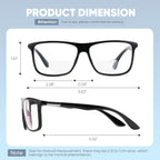 Missfive Photochromic Bifocal Reading Glasses Men Blue Light Protection, Designer Transition Retro Computer Readers Far and Near Dual-Use Lens Stylish Vintage Eyeglasses Glossy Black Eyewear, 2.5x