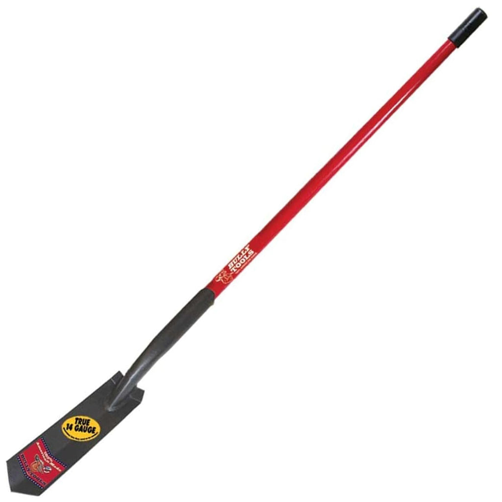 Bully Tools 14-Gauge 3-Inch Trench Shovel - Heavy-Duty Steel Blade with V-Shaped Design, Long Fiberglass Handle, Rust-Resistant Powder Coat & Rubber Grip for Landscaping, Garden Task- 100% Made in USA