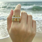 YIKOXI Gold Rings Set for Women 18K Gold Plated Titanium Steel Dainty Cubic Zirconia Rings Fashion Stacking Bands Valentines Day Mother's Day Christmas Day Best Gifts (Gold, 8)