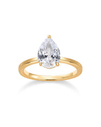 PAVOI 14K Yellow Gold Plated Simple 2.5CT Pear CZ Hidden Halo Eternity Band