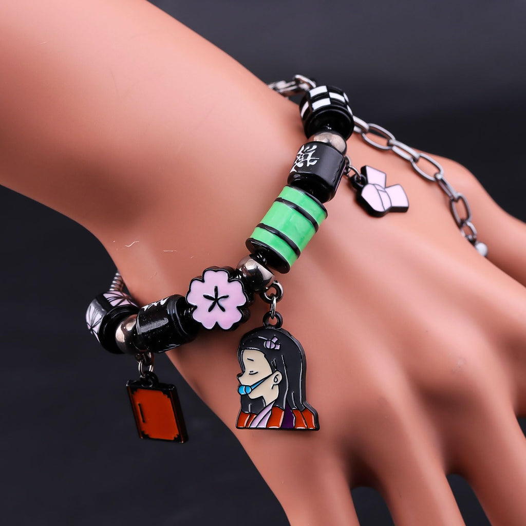 SONGCHANGJEWELRY Nezuko Bracelet – Colorful Charm Beads Inspired by Anime Slayer – Anime Gift for Fans and Collectors