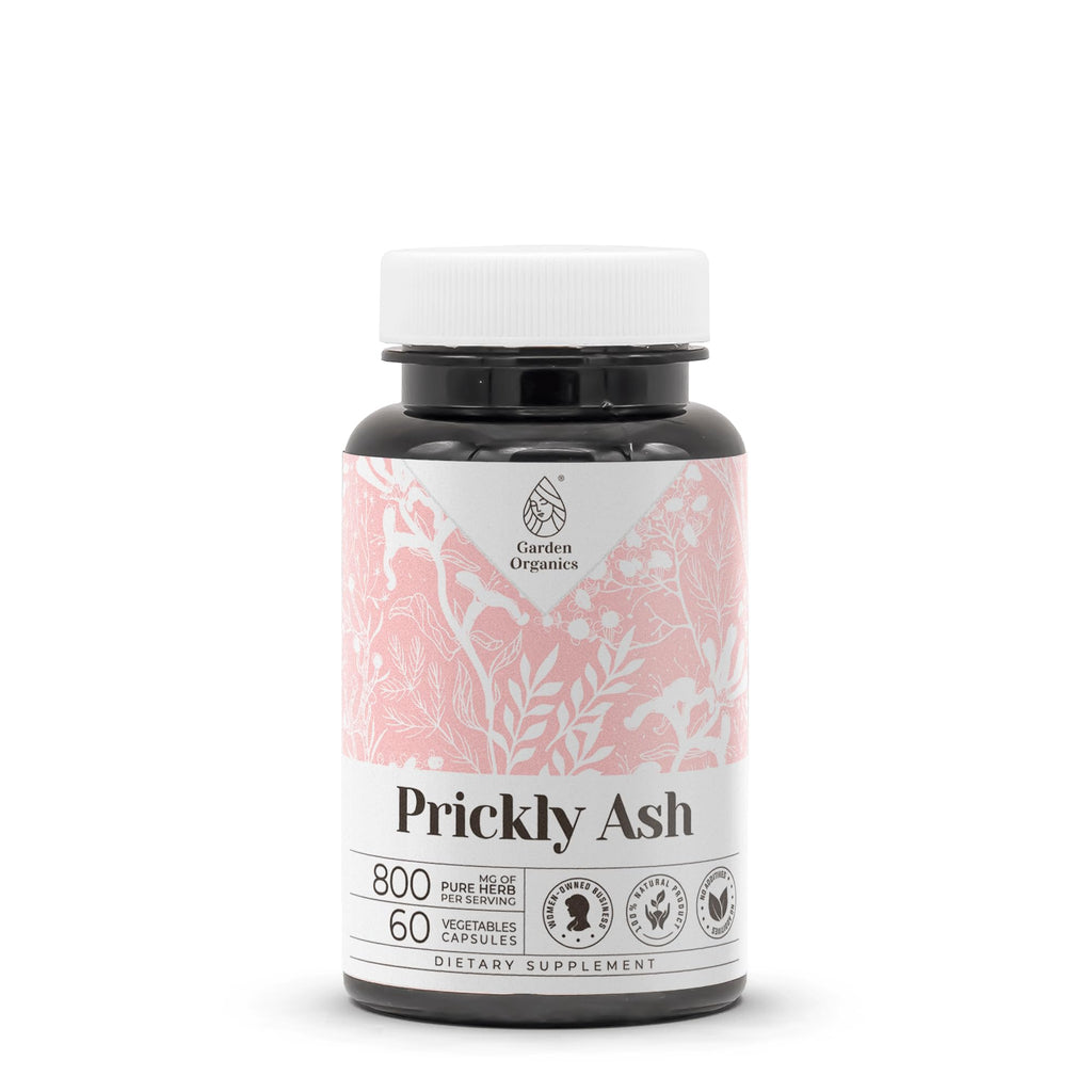 Garden Organics Prickly Ash 60 Capsules | High-Potency Herbal Dietary Supplements | Made with Vegetable Capsules and Prickly Ash (Zanthoxylum Clava-herculis) Dried Bark (60 Count)