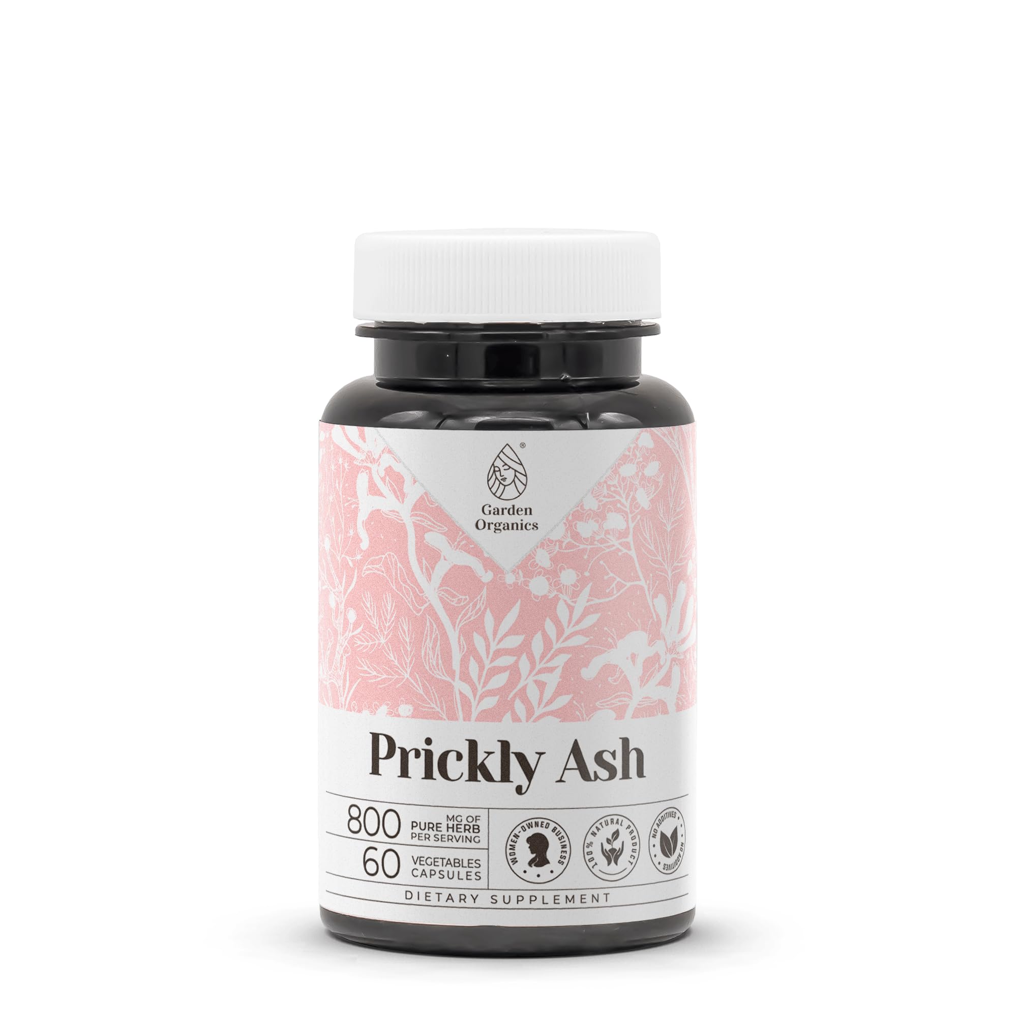 Garden Organics Prickly Ash 60 Capsules | High-Potency Herbal Dietary Supplements | Made with Vegetable Capsules and Prickly Ash (Zanthoxylum Clava-herculis) Dried Bark (60 Count)