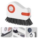 2 in 1 Groove Cleaning Brush, Window Track Cleaning Tools, Multifunction Window Track Cleaner with Hard Bristle and Hidden Scraper, Crevice Brush for Sliding Door Track, Window Seal, Sill (Orange)