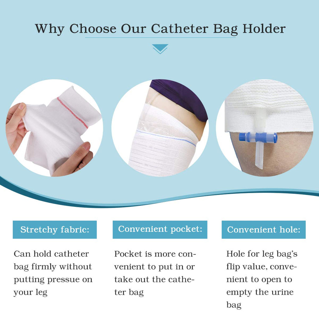 Catheter Leg Bag Holder 2 Count Fabric Catheter Sleeves Urine Leg Bag Holder - Urinary Drainage Bag Stay in Place Urine Bags for Legs Foley Catheter Bag Holder Strap for Men or Women Wheelchairs (L)