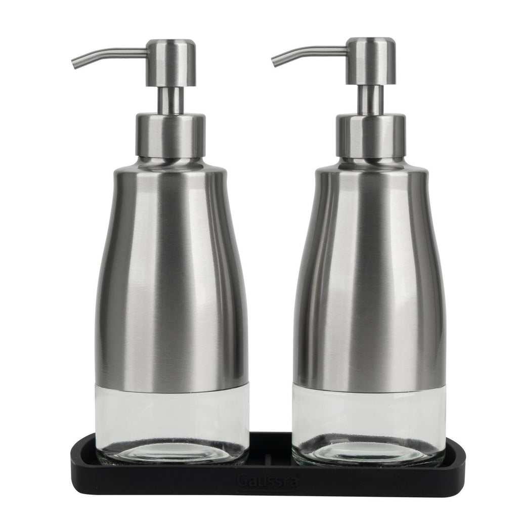 Gaussra Kitchen Soap Dispenser with Silicone Tray & Stickers 11 OZ / 320 ML
