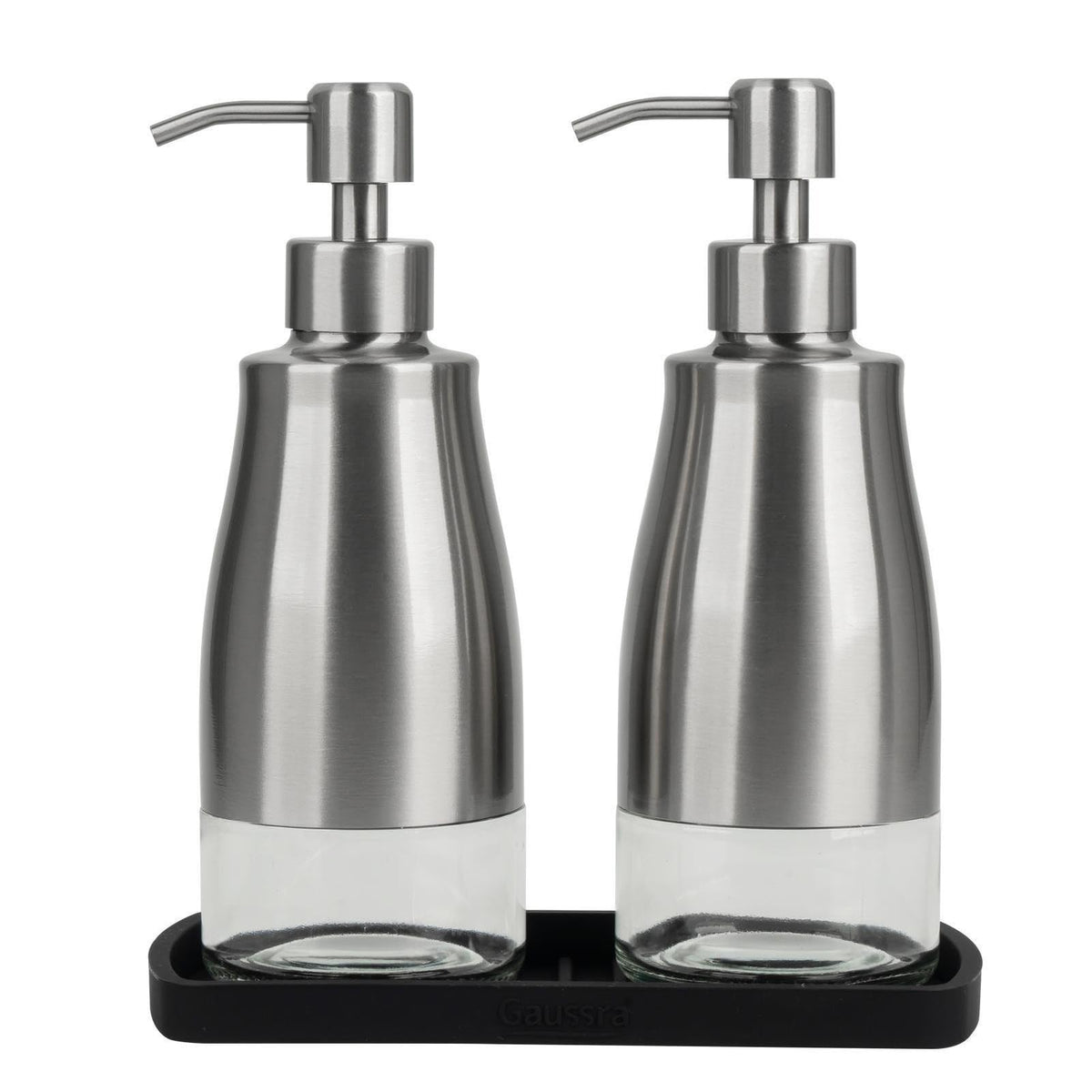 Gaussra Kitchen Soap Dispenser with Silicone Tray & Stickers 11 OZ / 320 ML