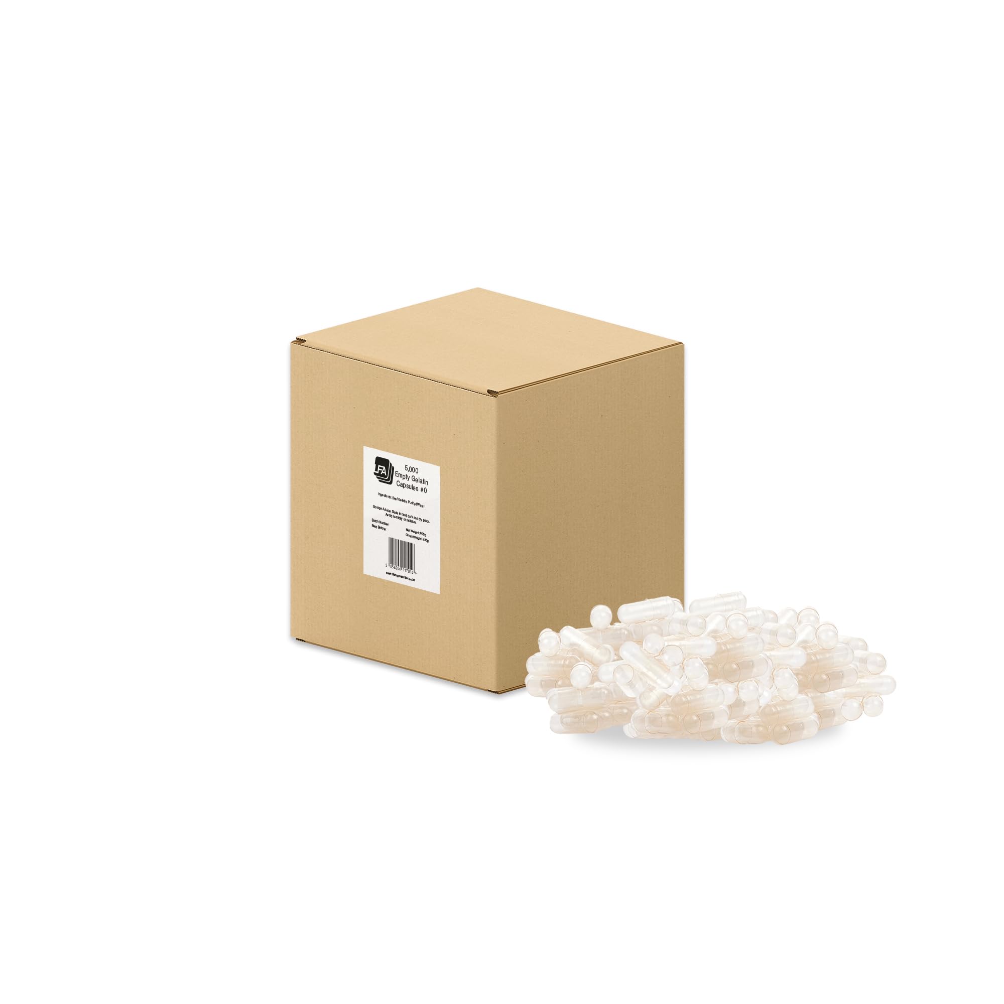 Empty Capsules Size 0-5000 Count Bulk Empty Gelatin Capsules - Joined Fillable Gel Capsules Empty - Pill Capsules Empty for Capsule Filling Machine - Certified Halal Beef Gel Caps