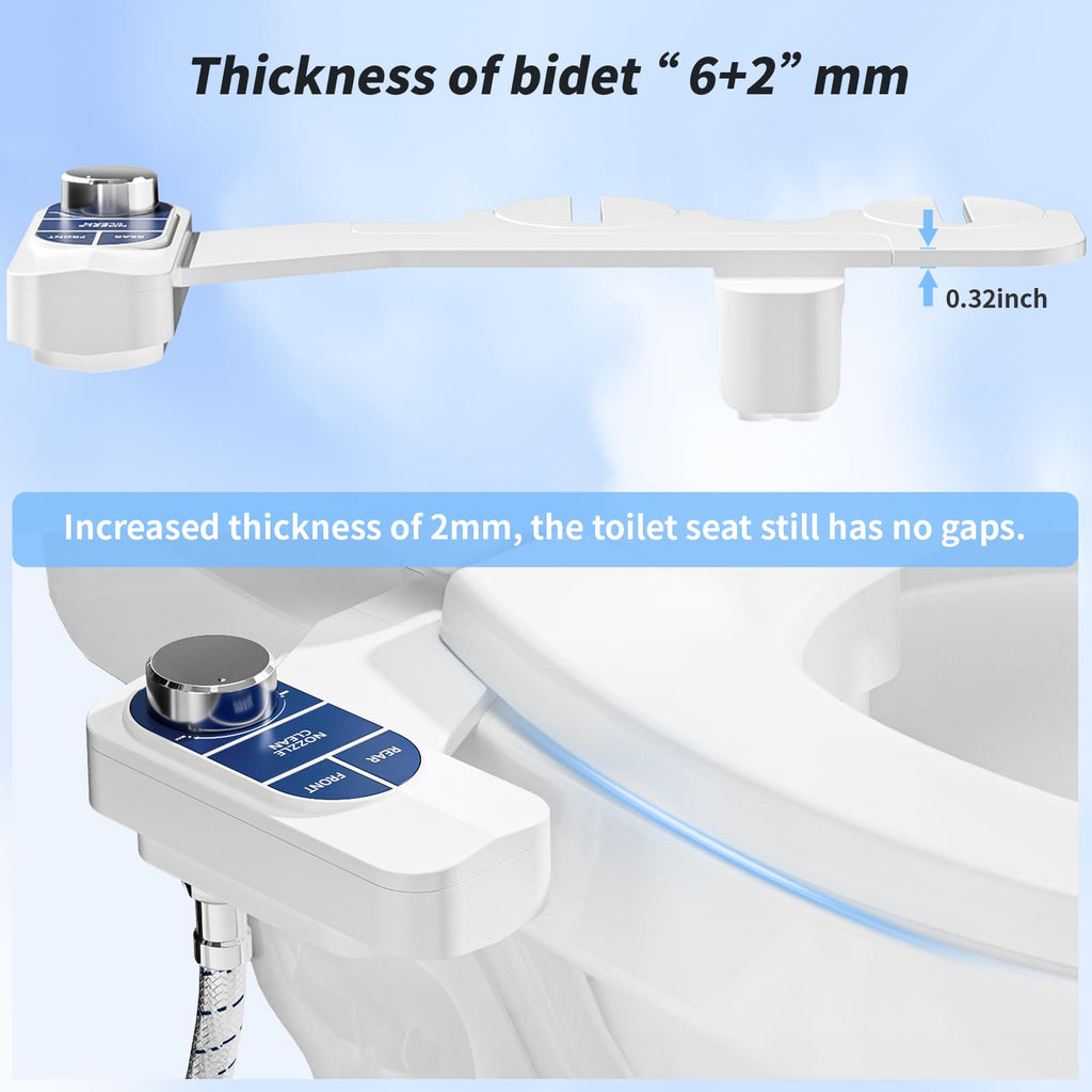 SAMODRA Non-Electric Bidet - Self Cleaning Dual Nozzle (Frontal and Rear Wash) Fresh Water Bidet Toilet Seat Attachment with Independent Adjustable Water Pressure (Ocean Blue)