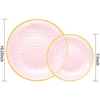 Rubtlamp 60Pcs Pink Plastic Plates,Clear Pink Plates With Gold Rim,Hammered Gold Plates Include 30Pink Plastic Dessert Platos, 30Gold Dinner Platos For Party