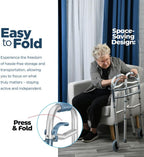 Medical king Walkers for Seniors Aluminum Lightweight Walker with Wheels, Adjustable Width and Height, Folding Walker for Elderly, Handicapped, Disabled 2 Wheels in Front