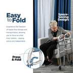 Medical king Walkers for Seniors Aluminum Lightweight Walker with Wheels, Adjustable Width and Height, Folding Walker for Elderly, Handicapped, Disabled 2 Wheels in Front