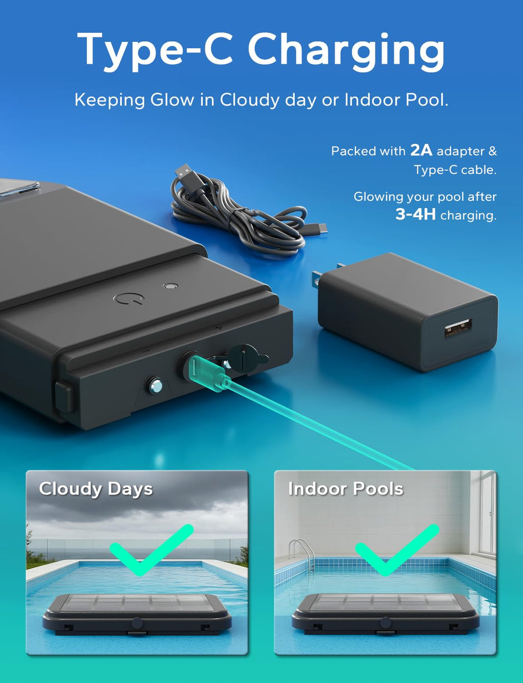 KARTOOSH Solar Pool Lights for Inground Pool - Upgraded Extendable 10000mAh Wireless Underwater LED Lights, 29 RGB Colors 4 Modes, Light Sensing with Timer, Remote Control, Waterproof Design