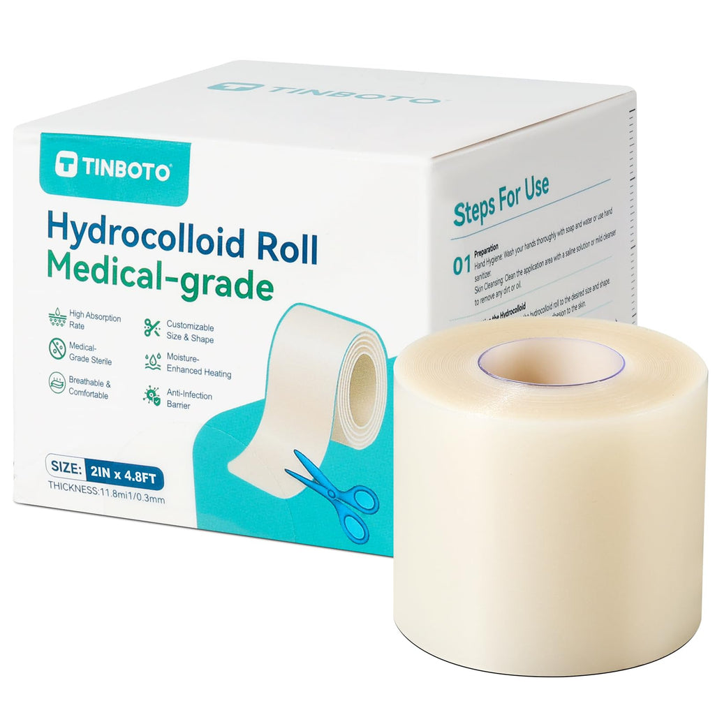 Hydrocolloid Roll for Wound Care, Hydrocolloid Bandages with Self-Adhesive, Cut-to-Size Patch Bandages, Ultra Absorbent, Waterproof, First Aid Kit Essential (3IN*12FT)