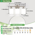 Zarbitta 3-Light Bathroom Light Fixtures, Brushed Nickel Vanity Light, Farmhouse Wall Lights with Milky White Frosted Glass Shades, Bathroom Wall Lamp for Mirror Kitchen Bedroom Hallway Living Room