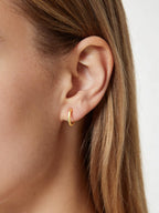 Silvora Gold Huggie Earrings for Women, 10MM Small Gold Hoops with 925 Sterling Silver Posts, Hypoallergenic Cartilage Earrings for Sensitive Ears