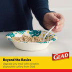 Glad Clear Heavy Duty Plastic Forks Reduced-Plastic Open Handle Break-Resistant Disposable or Reusable Cutlery Parties Camping Everyday Meals Standard Size 24 Count 12 Pack Everyday Events Home Use