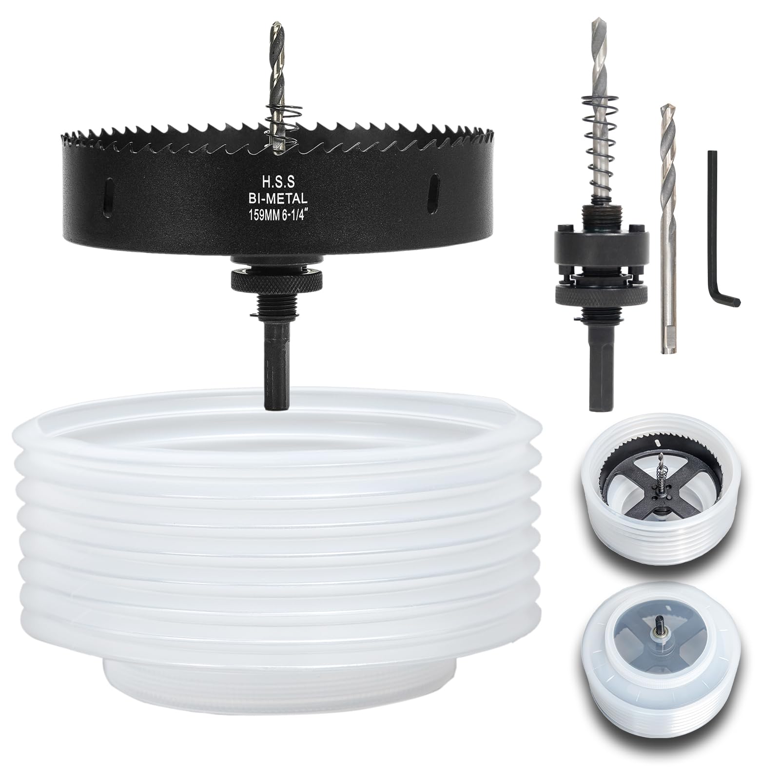 VIKITON 6-1/4 Hole Saw for Recessed Lights, 6.25 Inch Hole Cutter with Dust Bowl Catcher for Led Recessed Lighting 6 Inch and Wood Metal Drywall, Bi-Metal Construction, Black