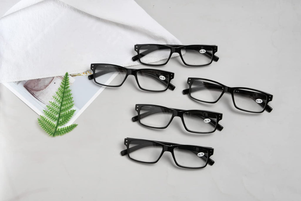 Eyekepper Vintage Reading Glasses for Men - 5 Pack Spring Hinges Classic Readers - Black Frame +1.50