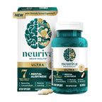 NEURIVA Ultra Decaf Clinically Tested Nootropic Brain Supplement for Mental Alertness, Memory, Focus & Concentration, Cognivive, Neurofactor, Phosphatidylserine, Vitamin B6 B12, 60 Caps (2 Pack)